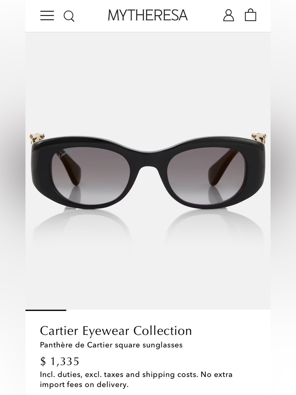 CARTIER Panthère de Cartier Square Sunglasses
